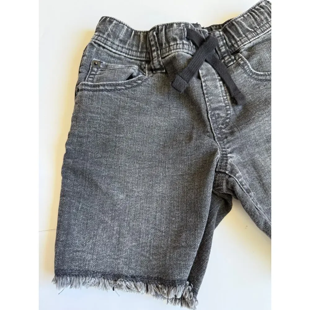 Gap Kids Denim Black Wash Pull On Frayed Hem Jean Shorts 5